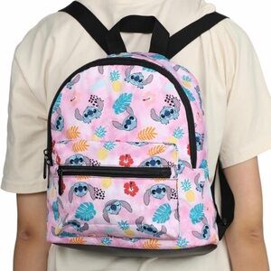 Preloved  Disney Lilo and Stitch Pink Tropical Mini Backpack 9.5" W x 11" H x …
